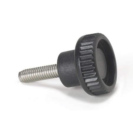 Thumb Screw, M6 Thread Size, Knurled, Zinc Plated Steel, 9.5mm Head Ht